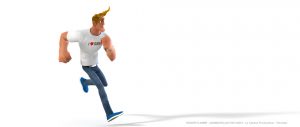 Roger Flambé animated actor Roger Flambé acteur animé pose running